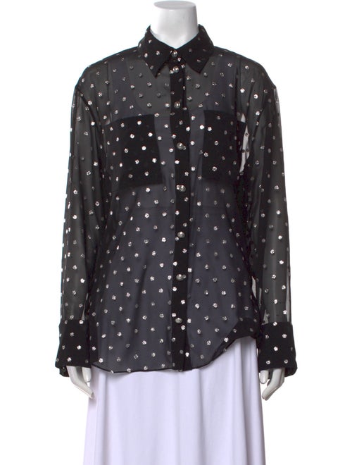 Balmain Polka Dot Print Long Sleeve Button-Up Top