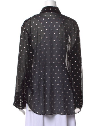 Balmain Polka Dot Print Long Sleeve Button-Up Top