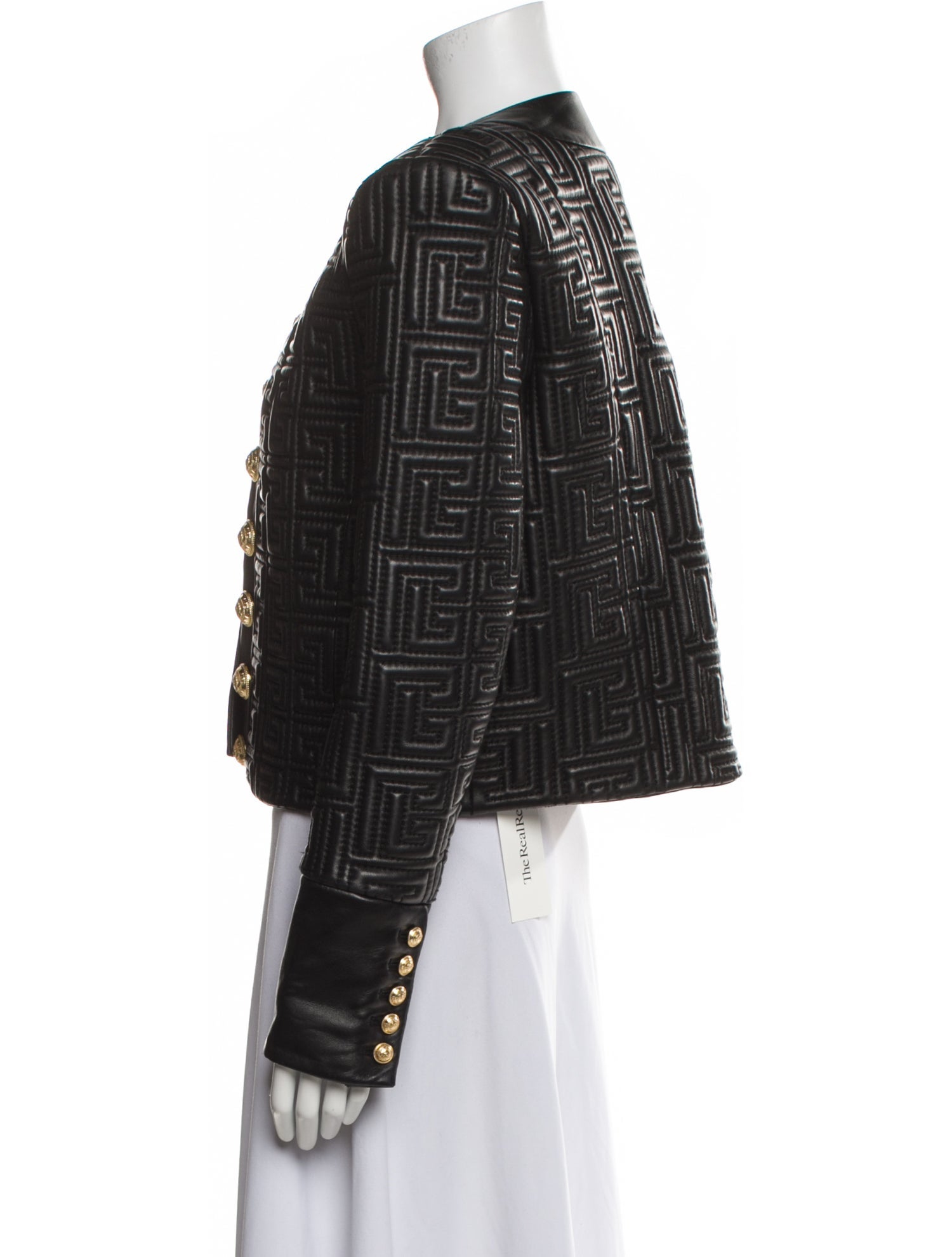 Balmain Leather Tweed Pattern Blazer