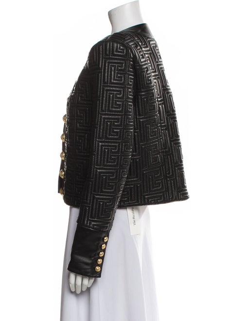 Balmain Leather Tweed Pattern Blazer