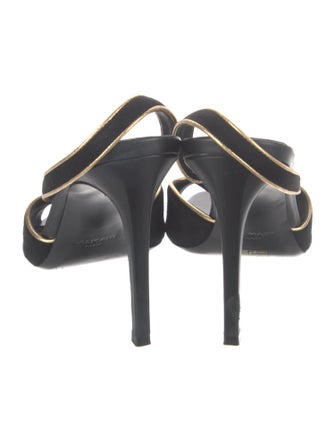 Balmain Suede Leather Trim Embellishment Slingback Sandals