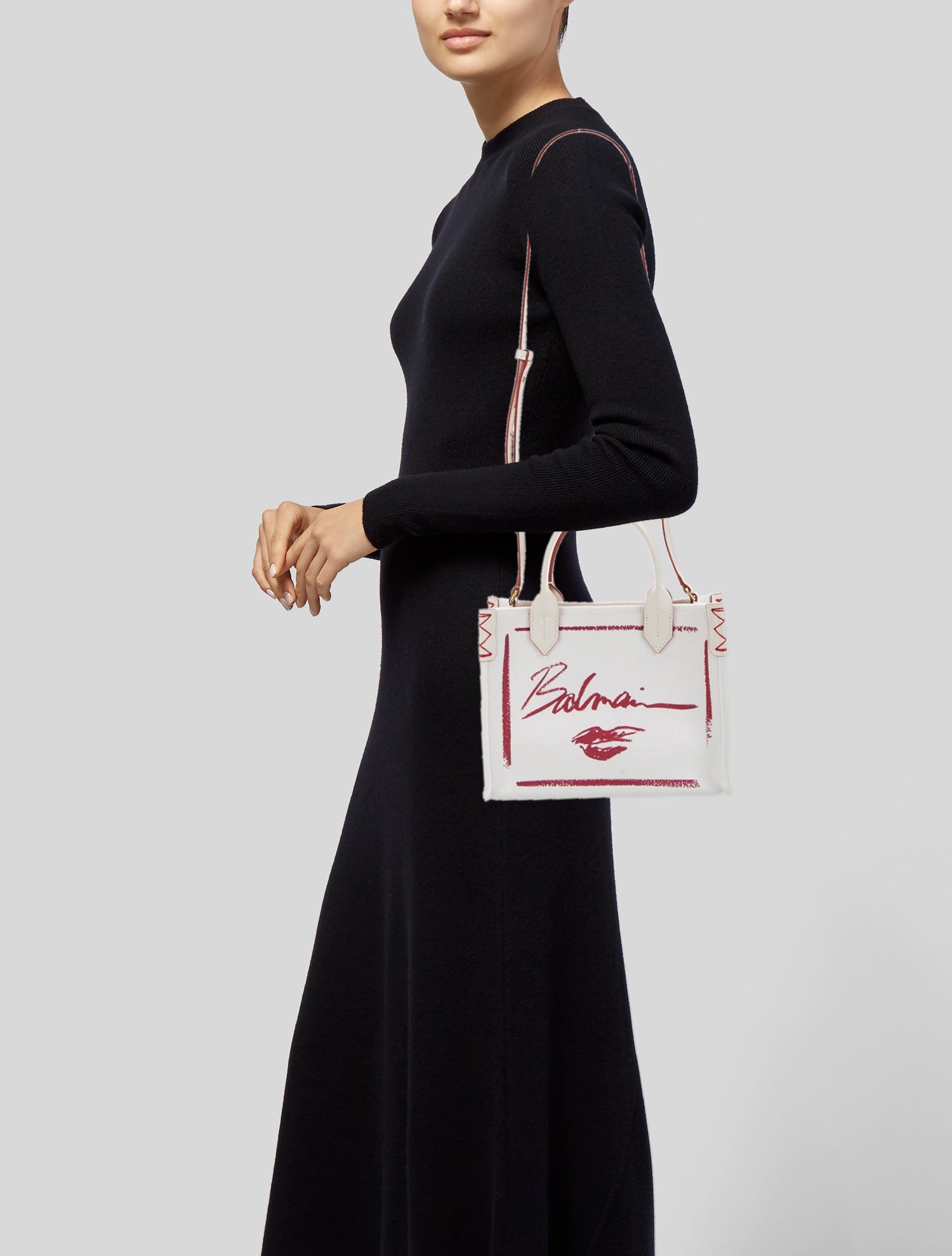 Balmain Canvas Top Handle Bag