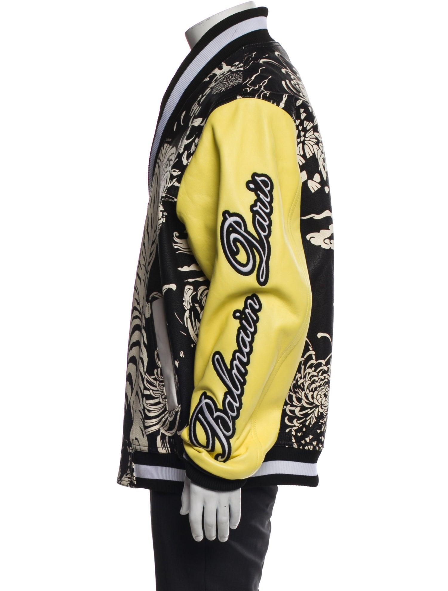 Balmain Goat Leather Printed Bomber Jacket