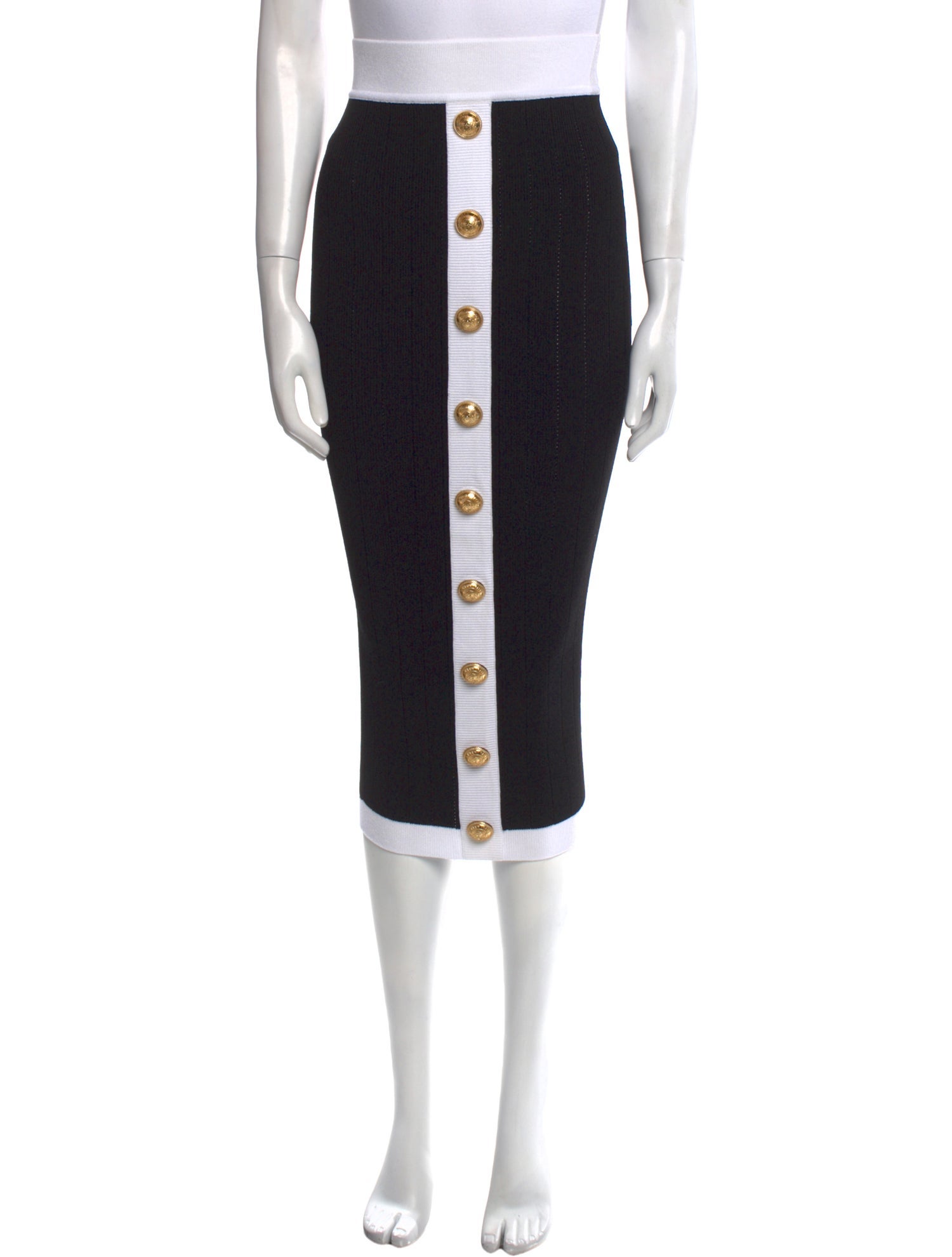 Balmain Striped Midi Length Skirt w/ Tags