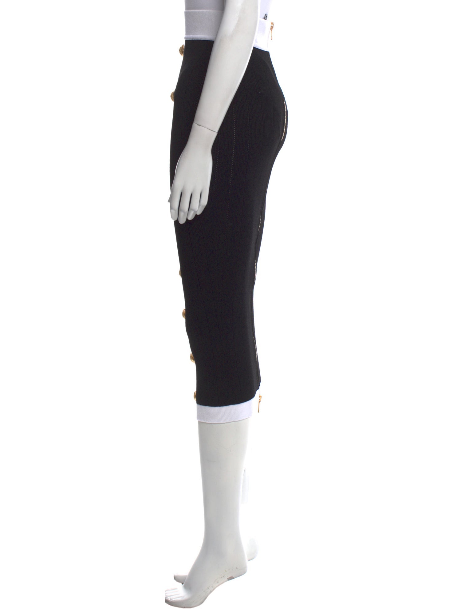 Balmain Striped Midi Length Skirt w/ Tags