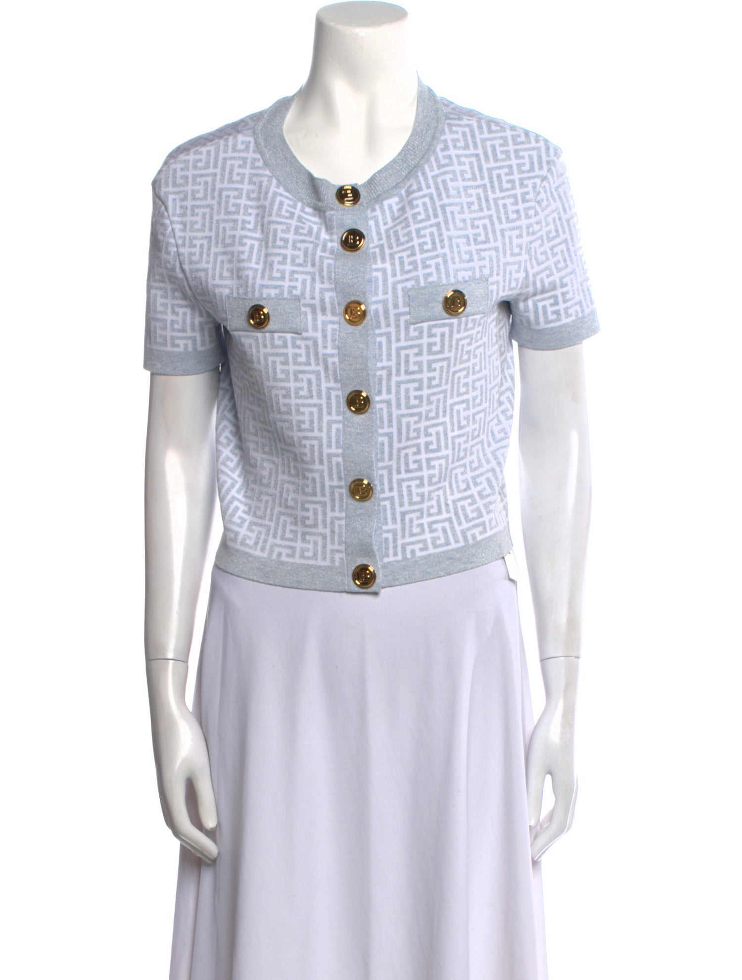 Balmain Printed Crew Neck Sweater