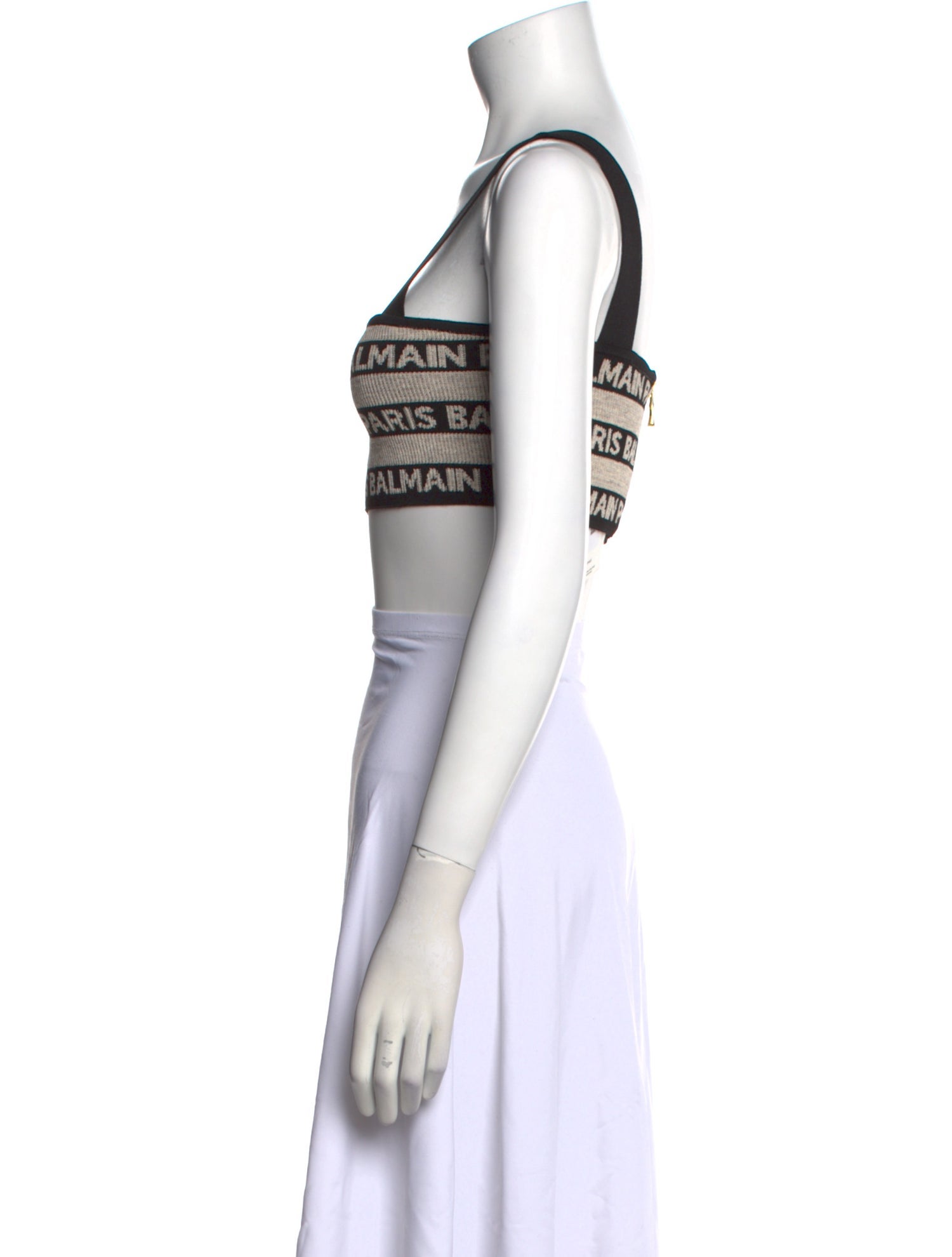 Balmain Linen Printed Crop Top