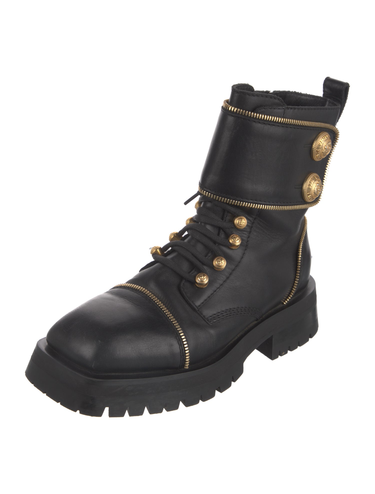 Balmain Leather Combat Boots
