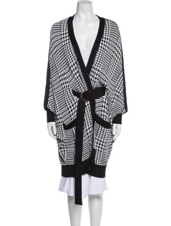Balmain Houndstooth Print V-Neck Cardigan
