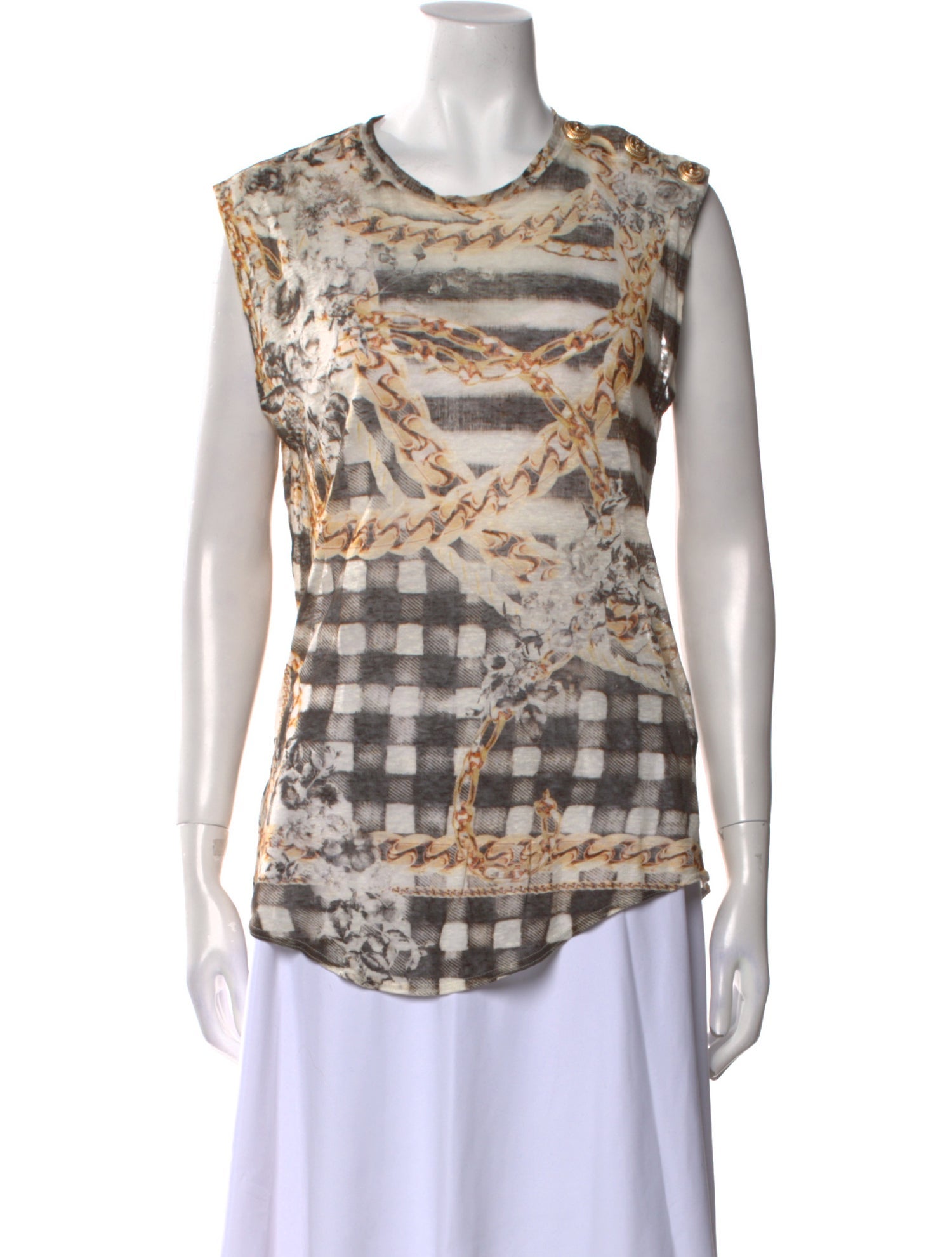 Balmain Linen Printed Top