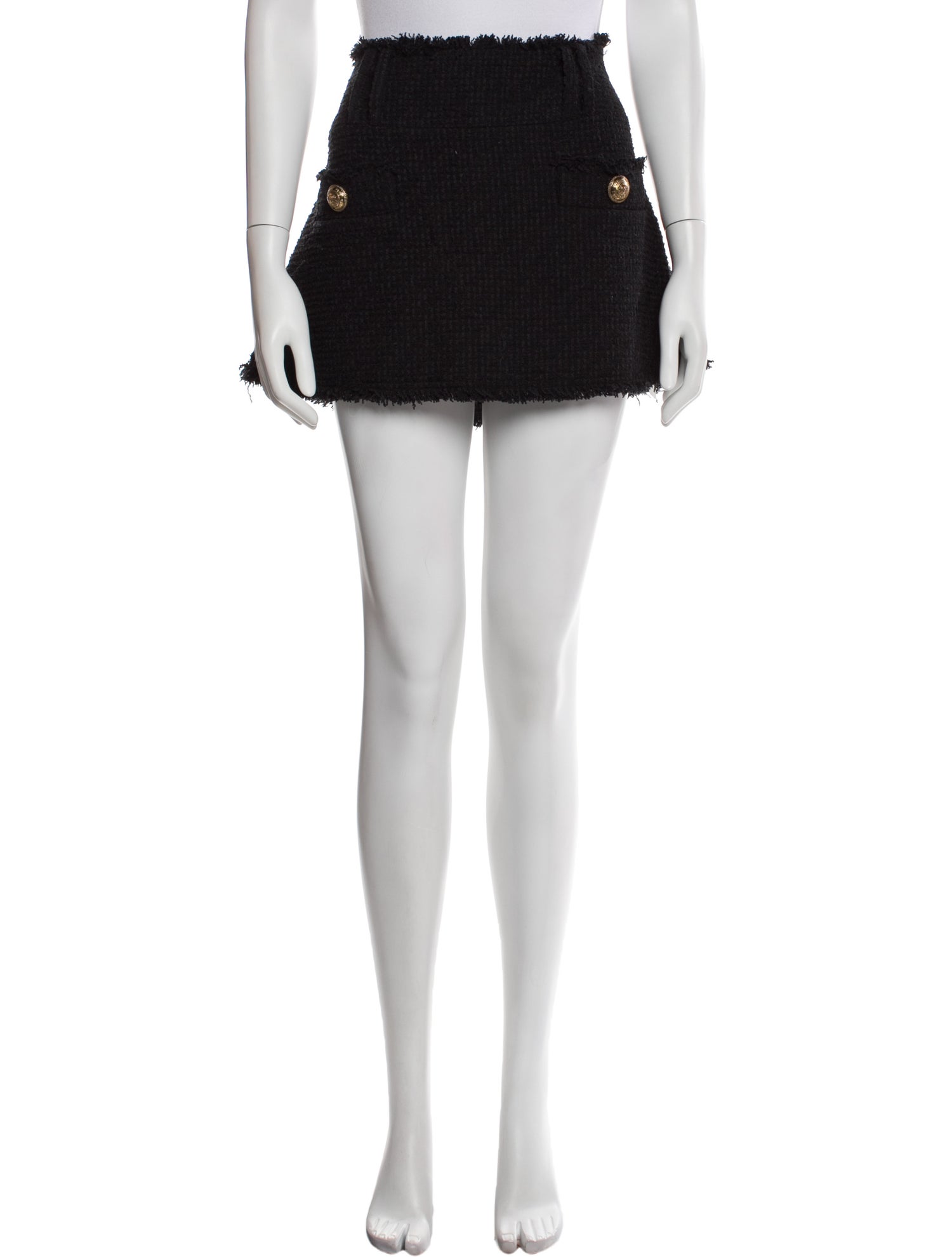 Balmain Raw-Edge Trim Mini Skirt