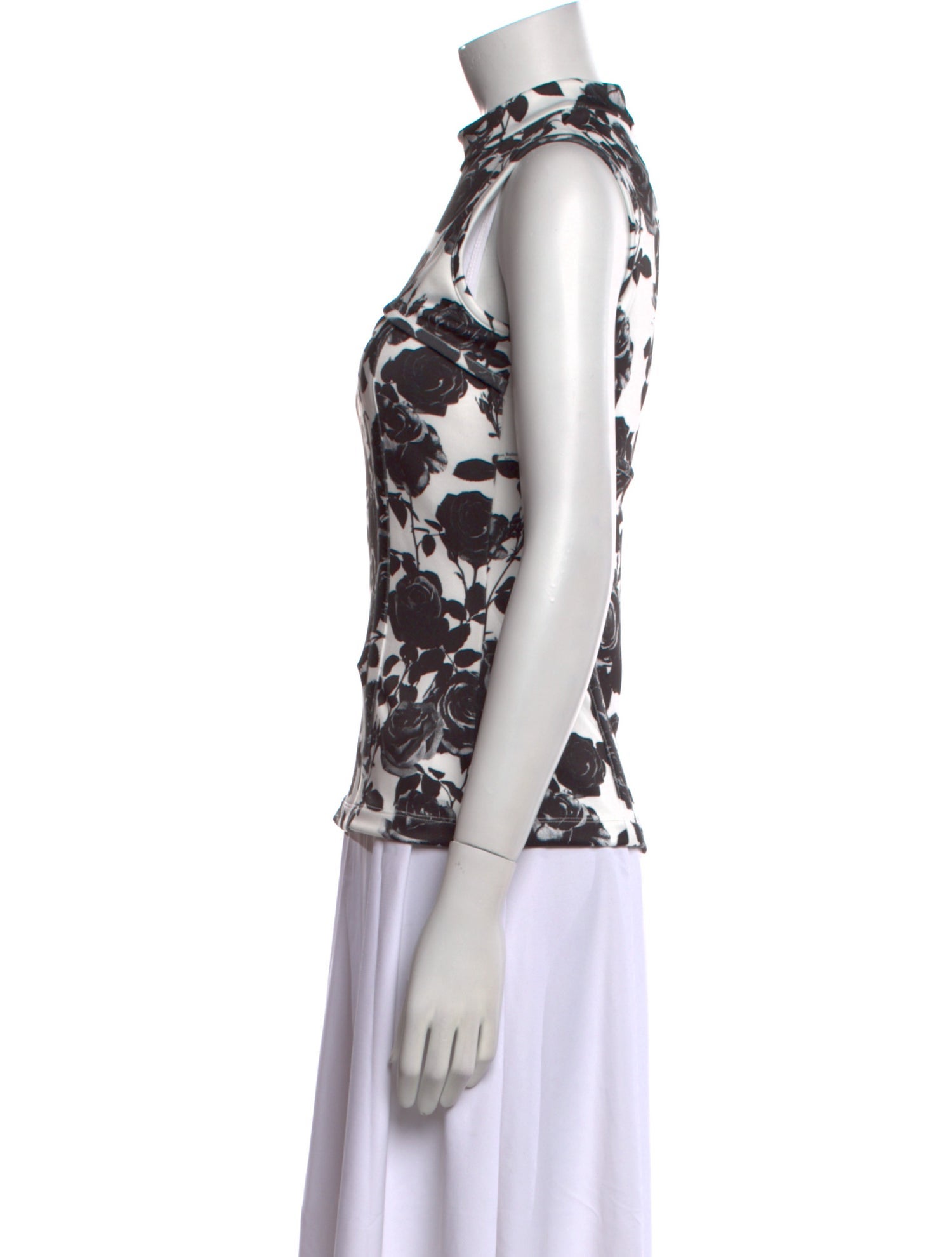 Balmain Floral Print Mock Neck Top