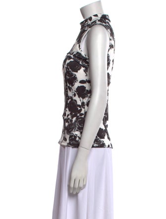 Balmain Floral Print Mock Neck Top