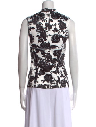 Balmain Floral Print Mock Neck Top