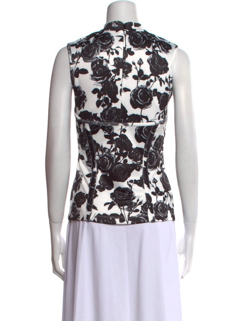 Balmain Floral Print Mock Neck Top