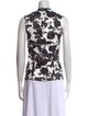 Balmain Floral Print Mock Neck Top