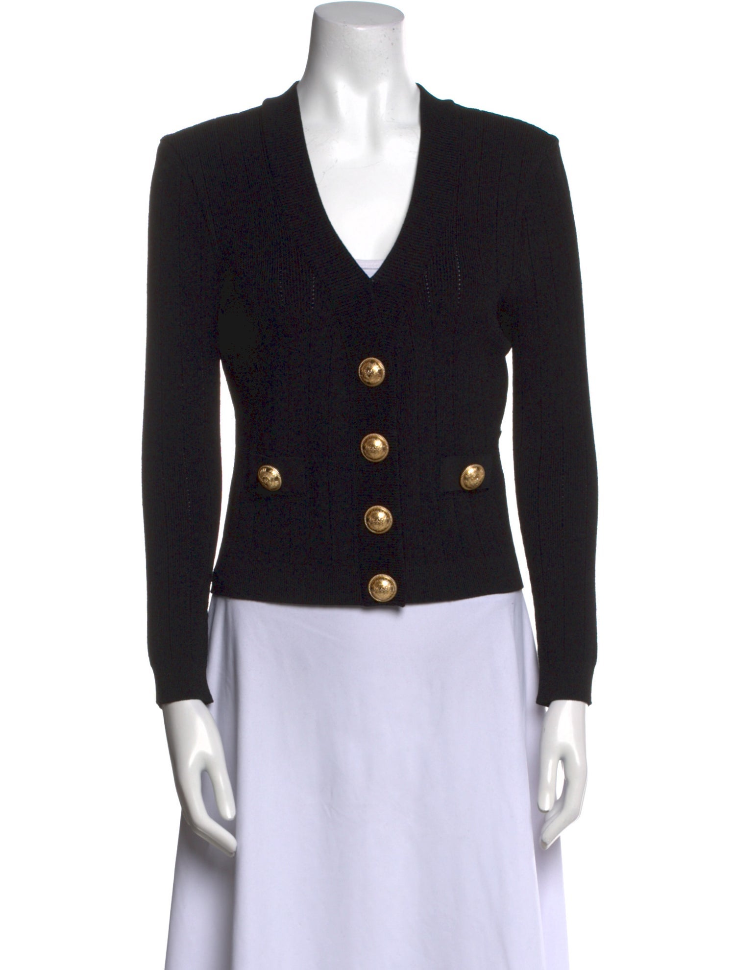 Balmain Polka Dot Print V-Neck Top