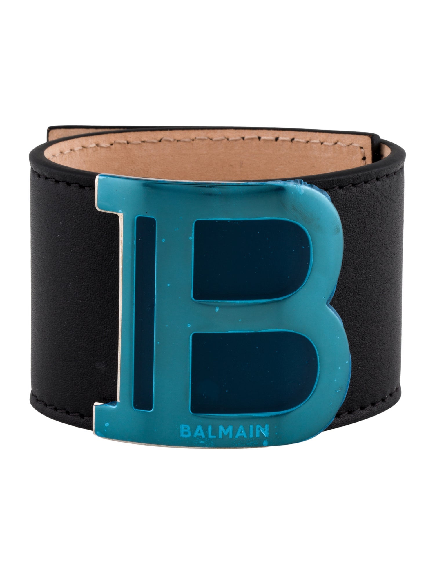 Balmain Logo Leather Wrap Bracelet