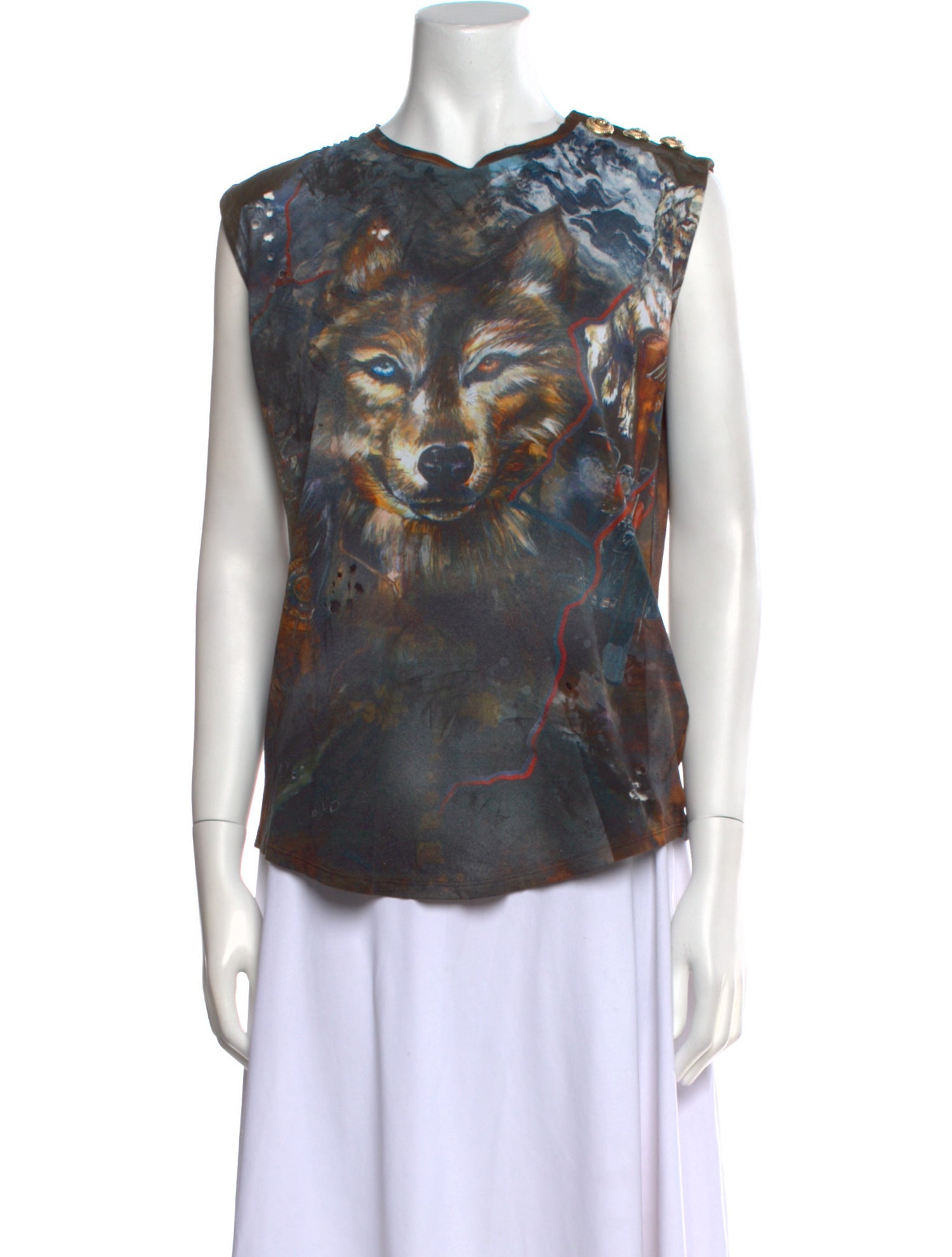 Balmain Printed Scoop Neck Blouse