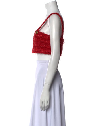 Balmain Square Neckline Sleeveless Crop Top