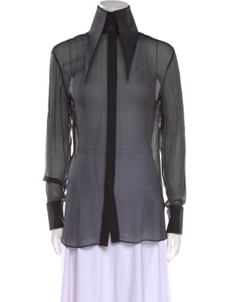 Balmain Silk Long Sleeve Button-Up Top