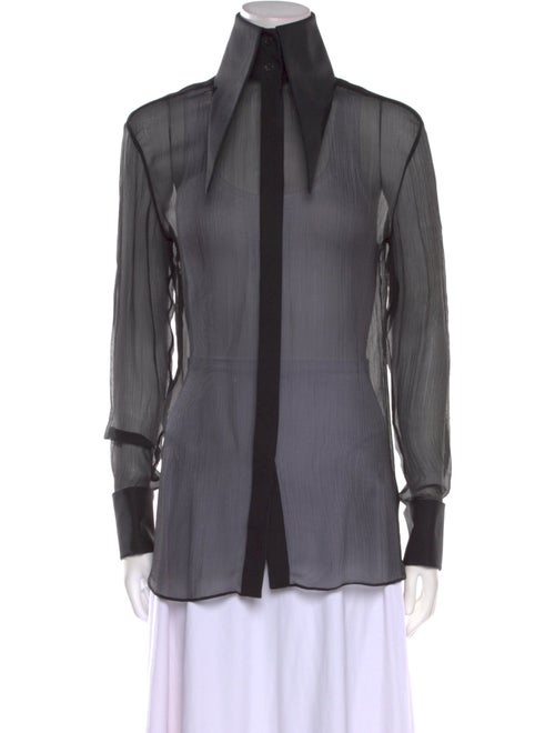 Balmain Silk Long Sleeve Button-Up Top
