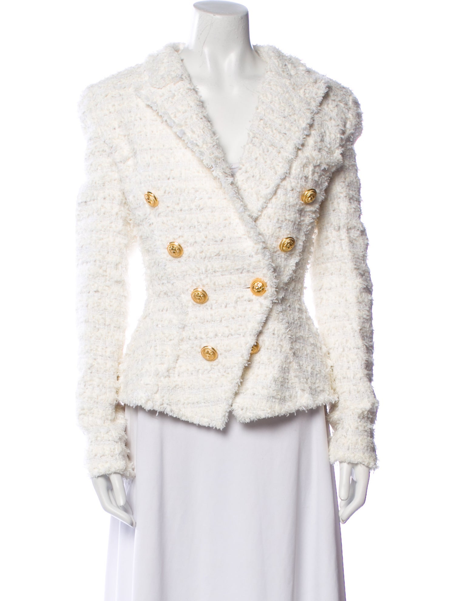 Balmain Tweed Tweed Pattern Denim Jacket w/ Tags