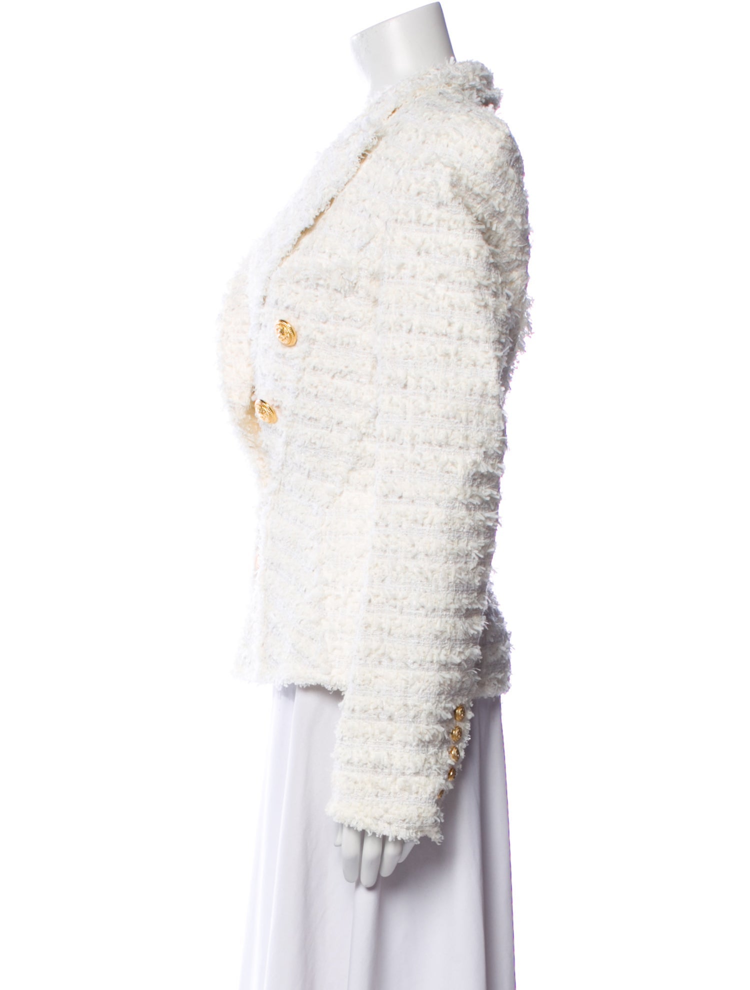 Balmain Tweed Tweed Pattern Denim Jacket w/ Tags