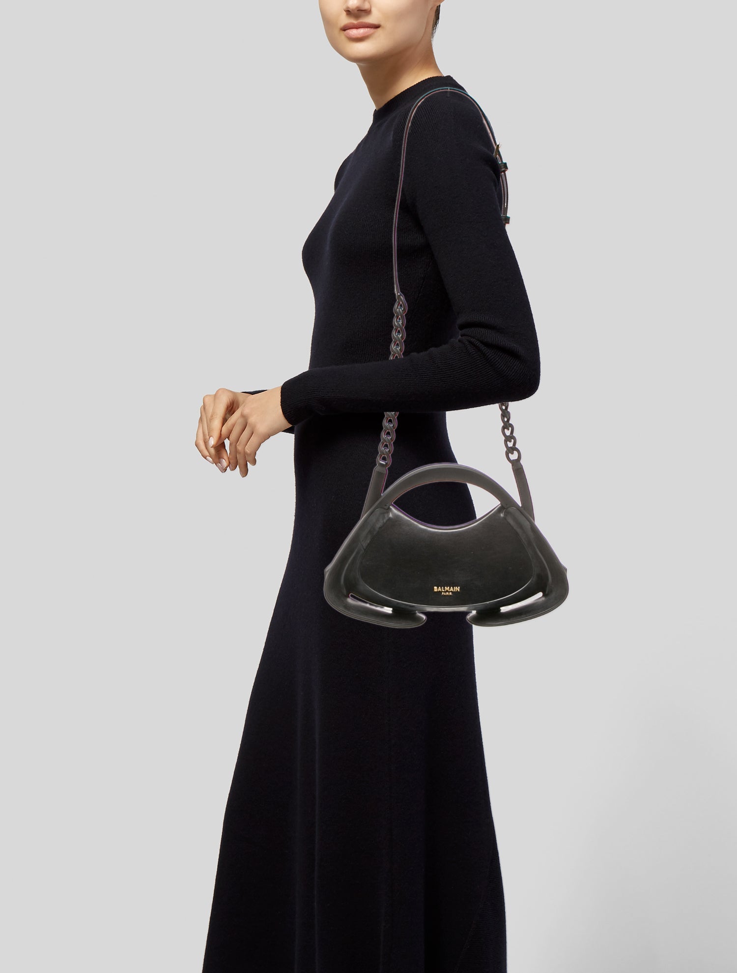 Balmain Leather Top Handle Bag