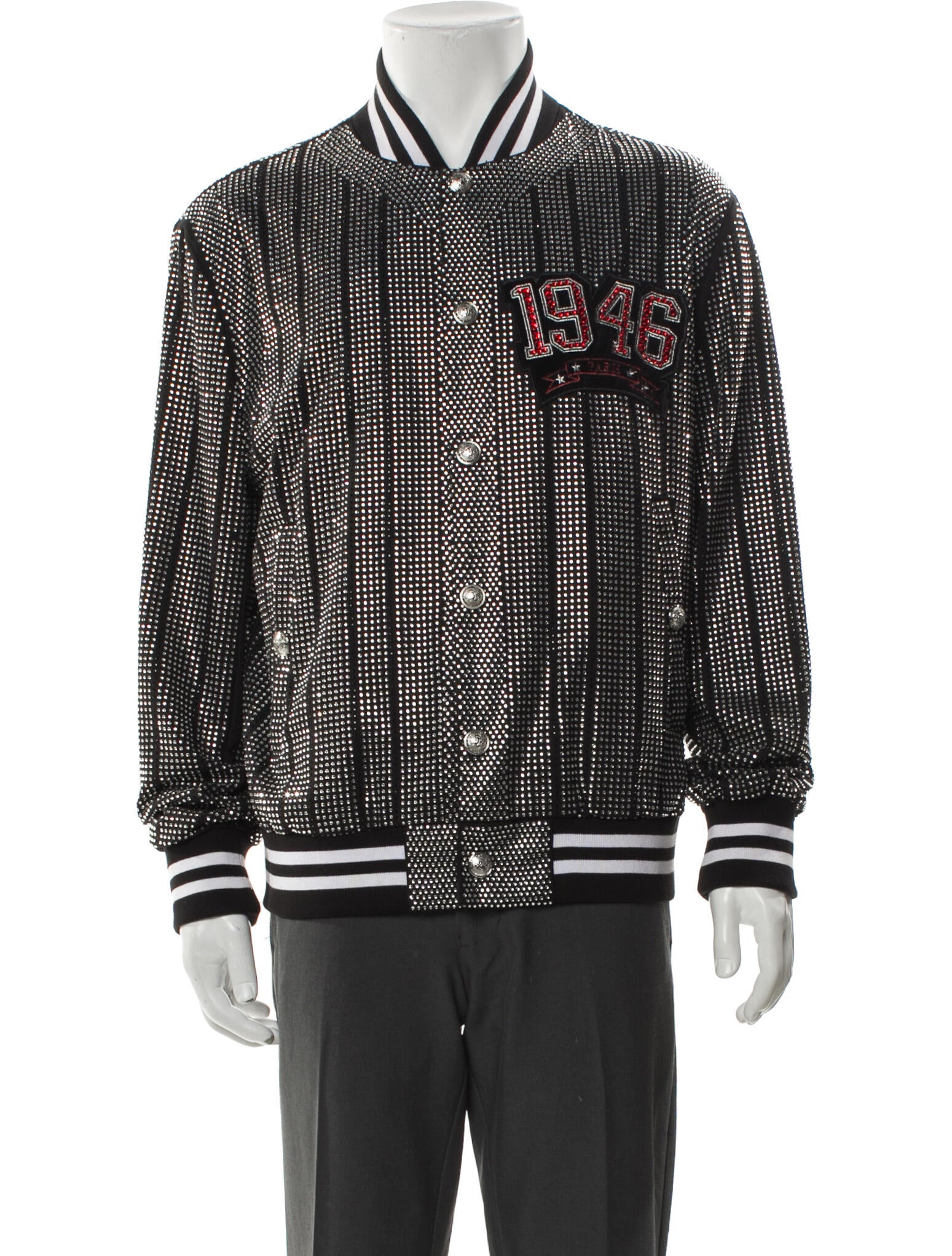 Balmain Striped Bomber Jacket