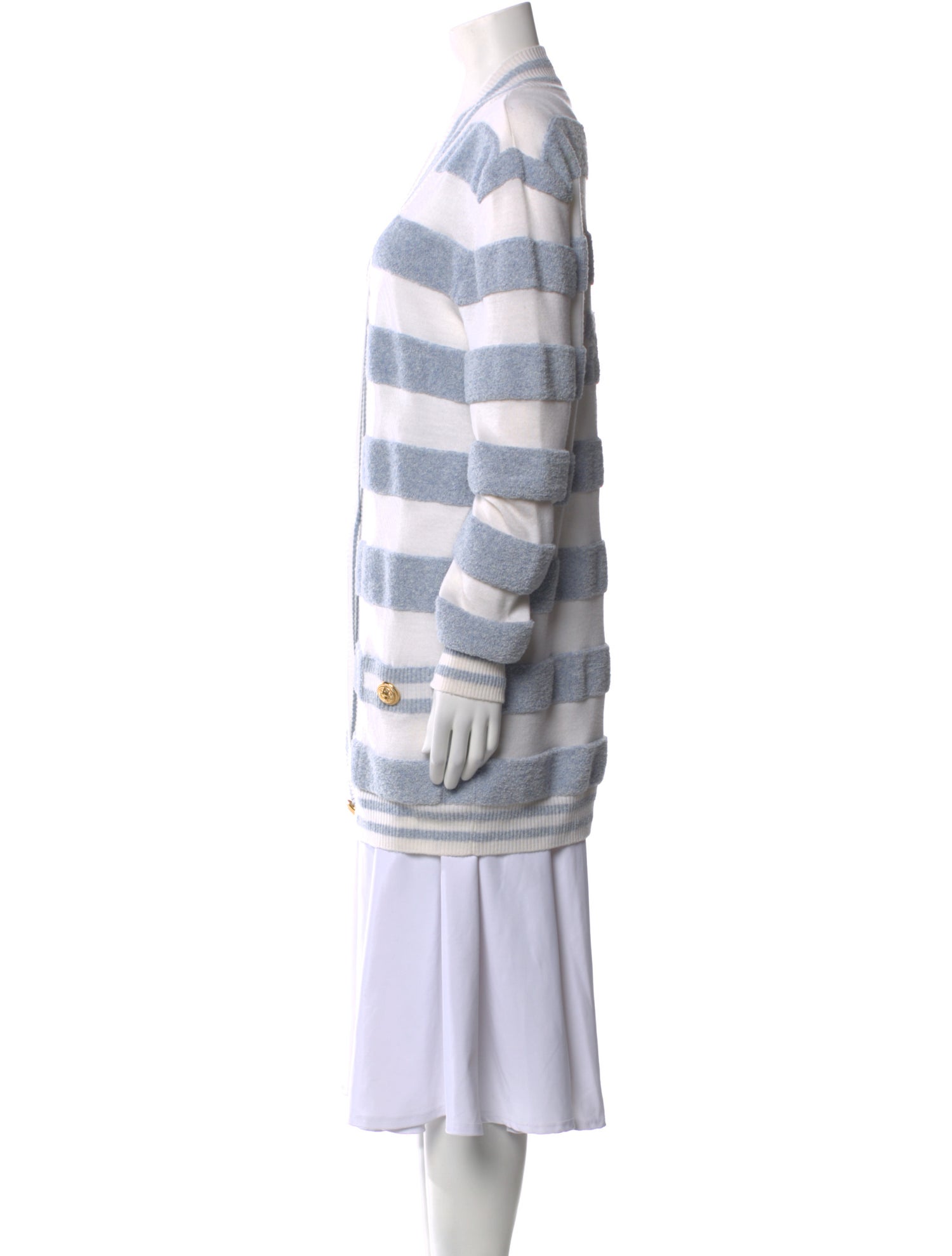 Balmain Striped V-Neck Sweater