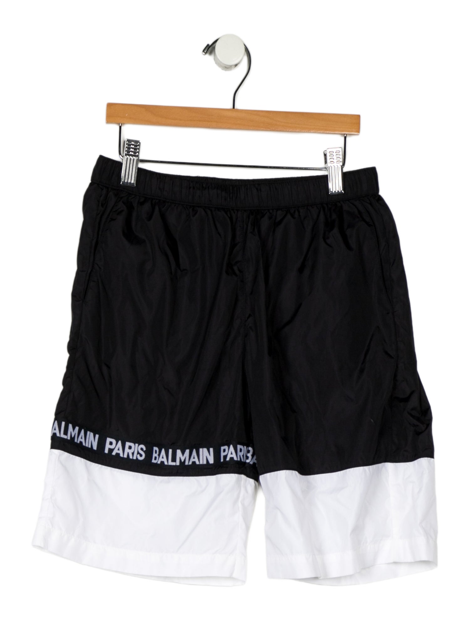 Balmain kid boys' black and white shorts