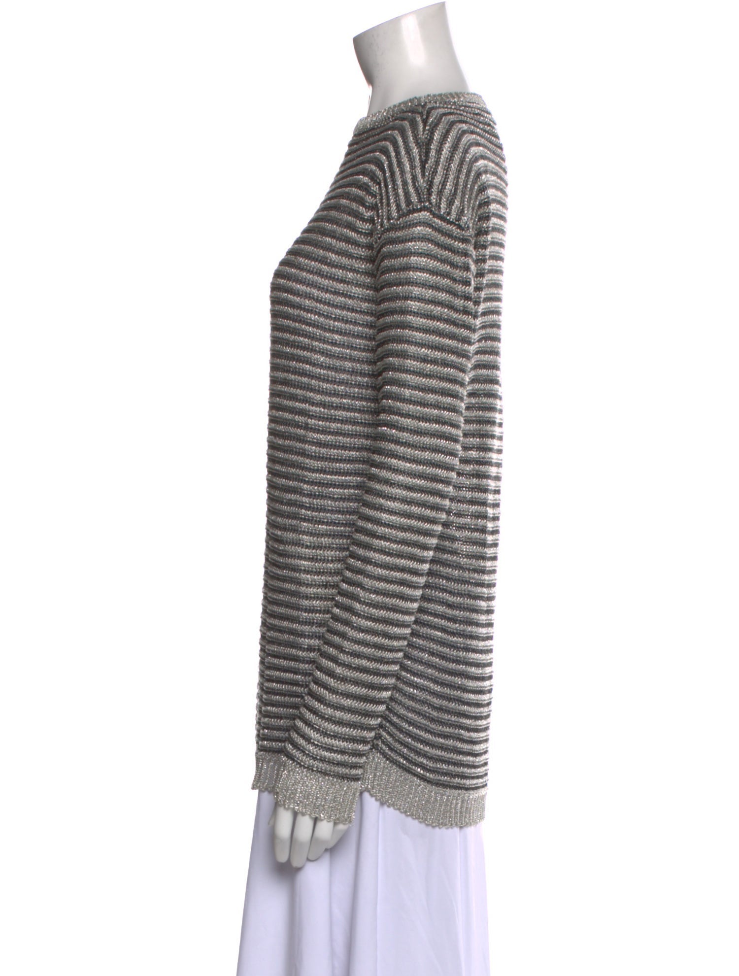 Balmain Striped Bateau Neckline Sweater