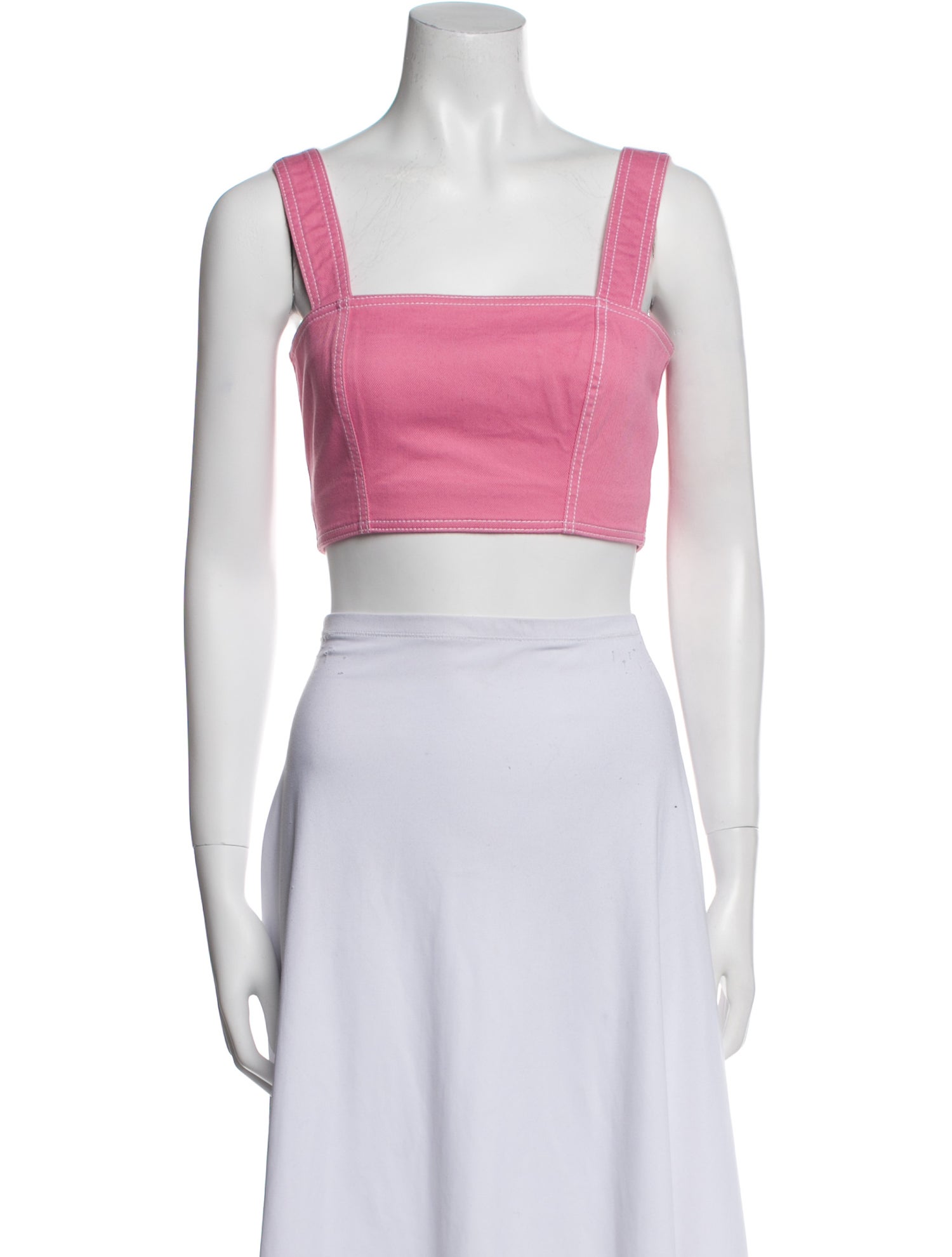Balmain Square Neckline Sleeveless Crop Top