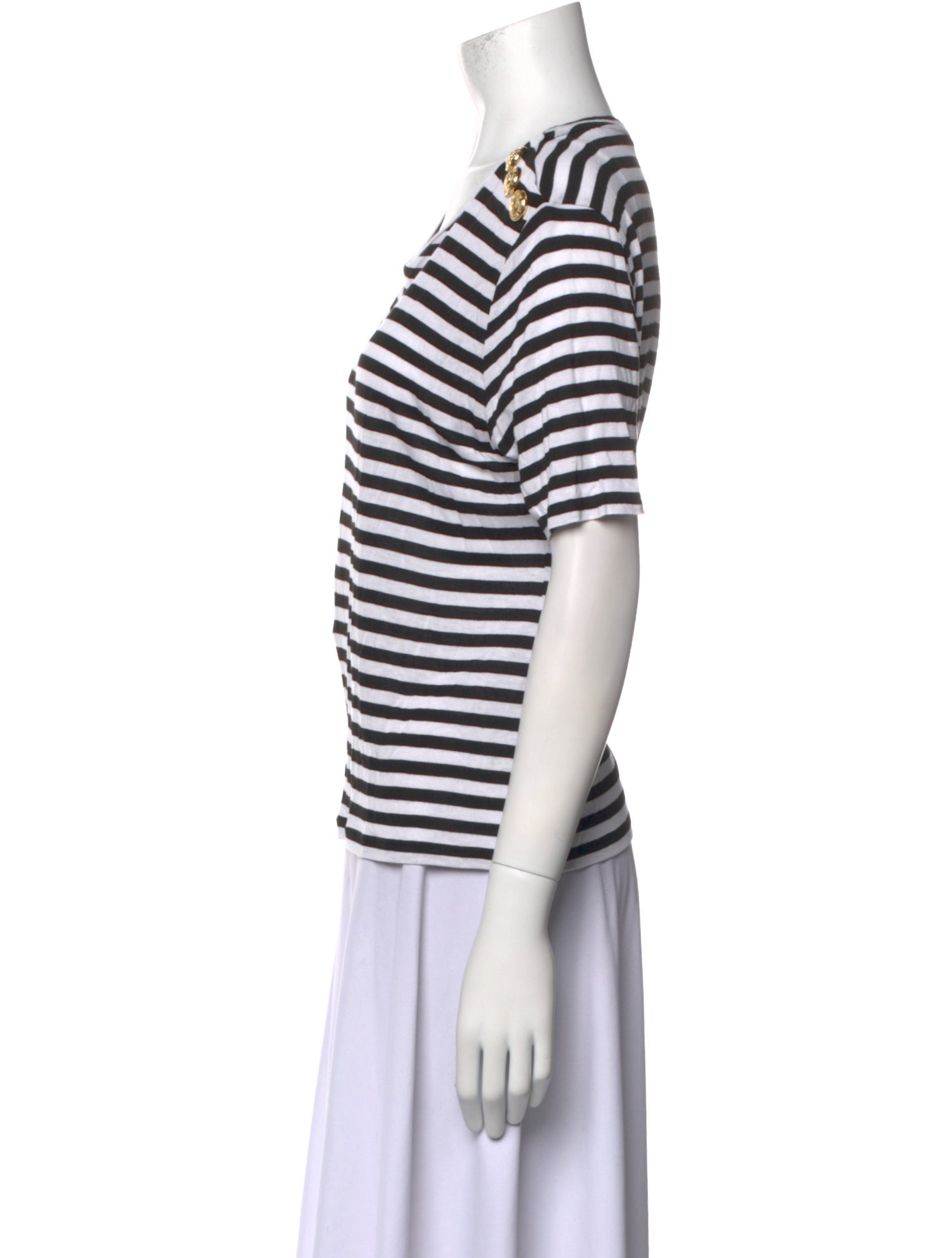 Balmain Striped Scoop Neck T-Shirt