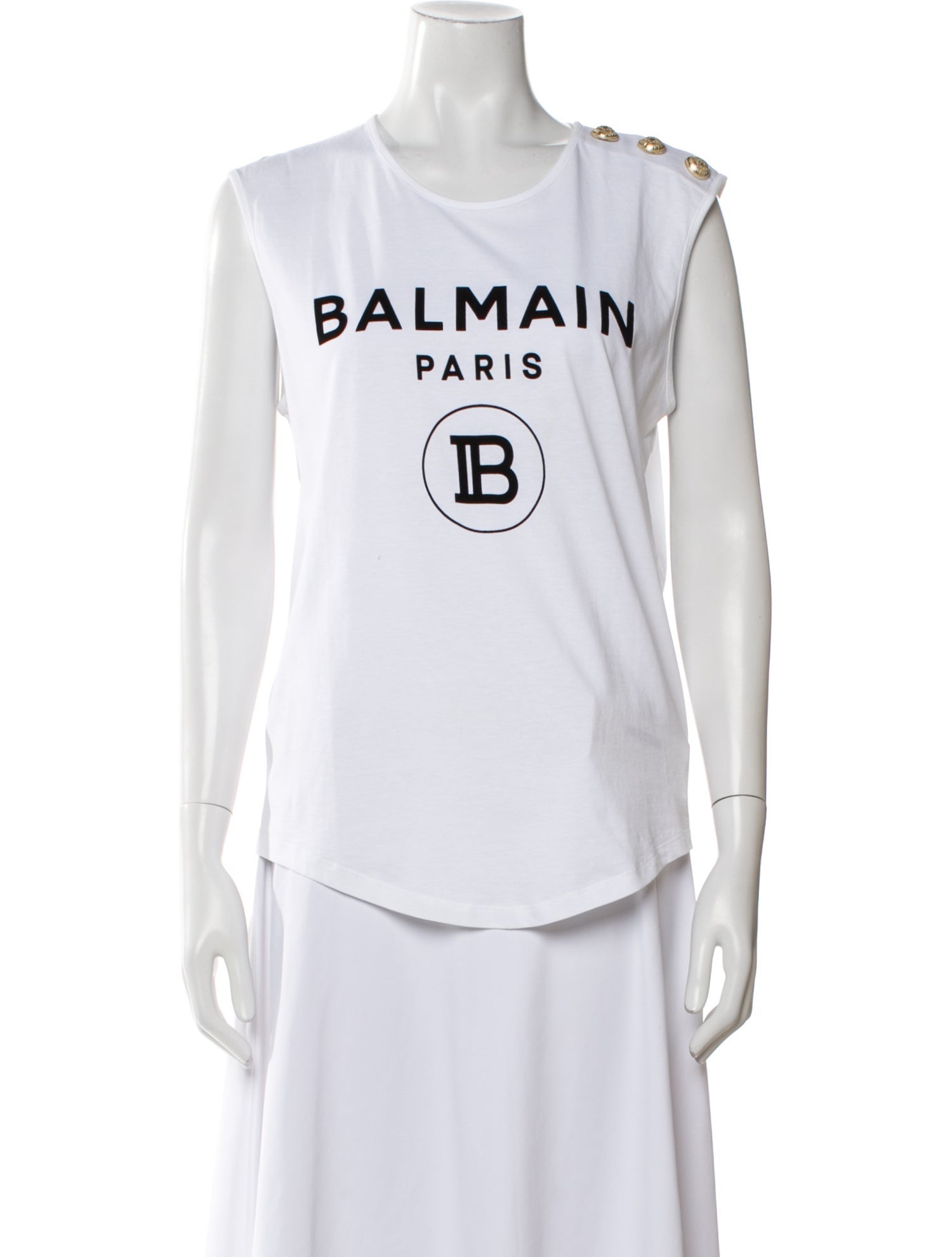 Balmain Graphic Print Crew Neck Top