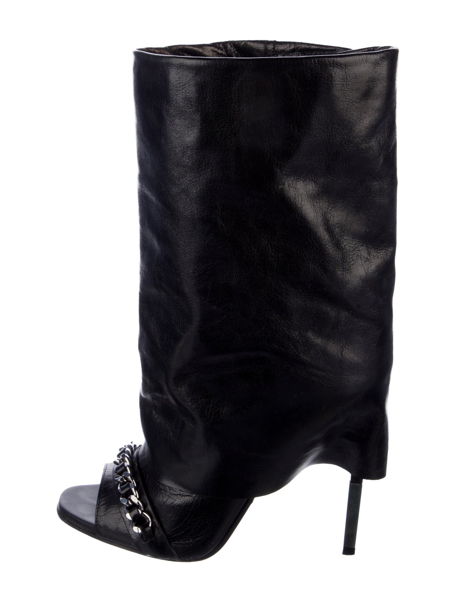 Balmain Leather Chain-Link Accents Boots