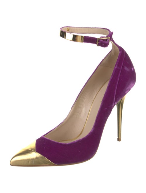 Balmain Velvet Colorblock Pattern Pumps