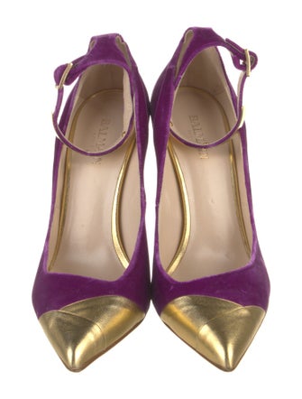 Balmain Velvet Colorblock Pattern Pumps
