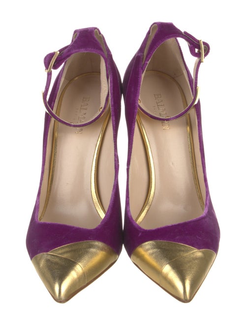 Balmain Velvet Colorblock Pattern Pumps