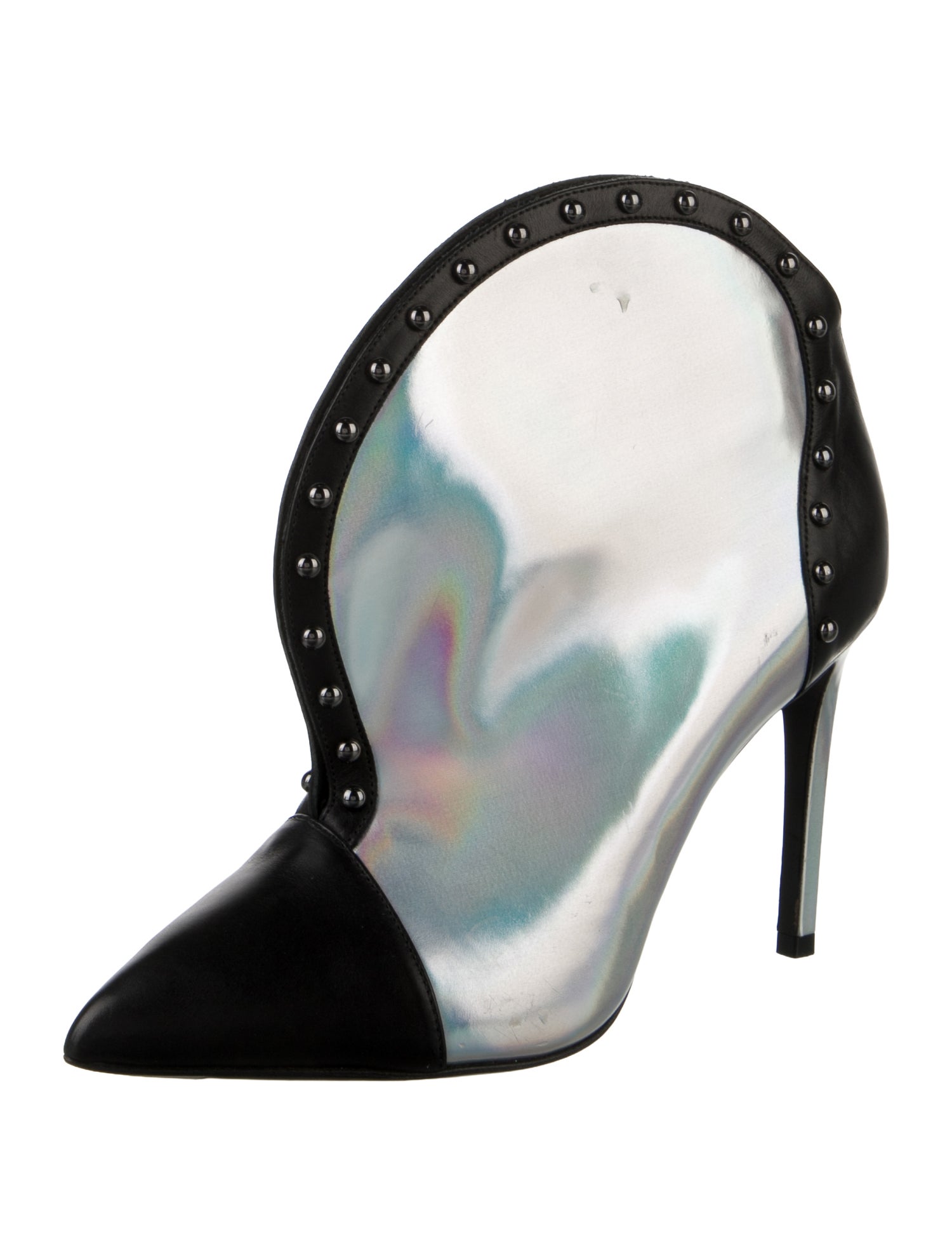 Balmain Leather Colorblock Pattern Boots