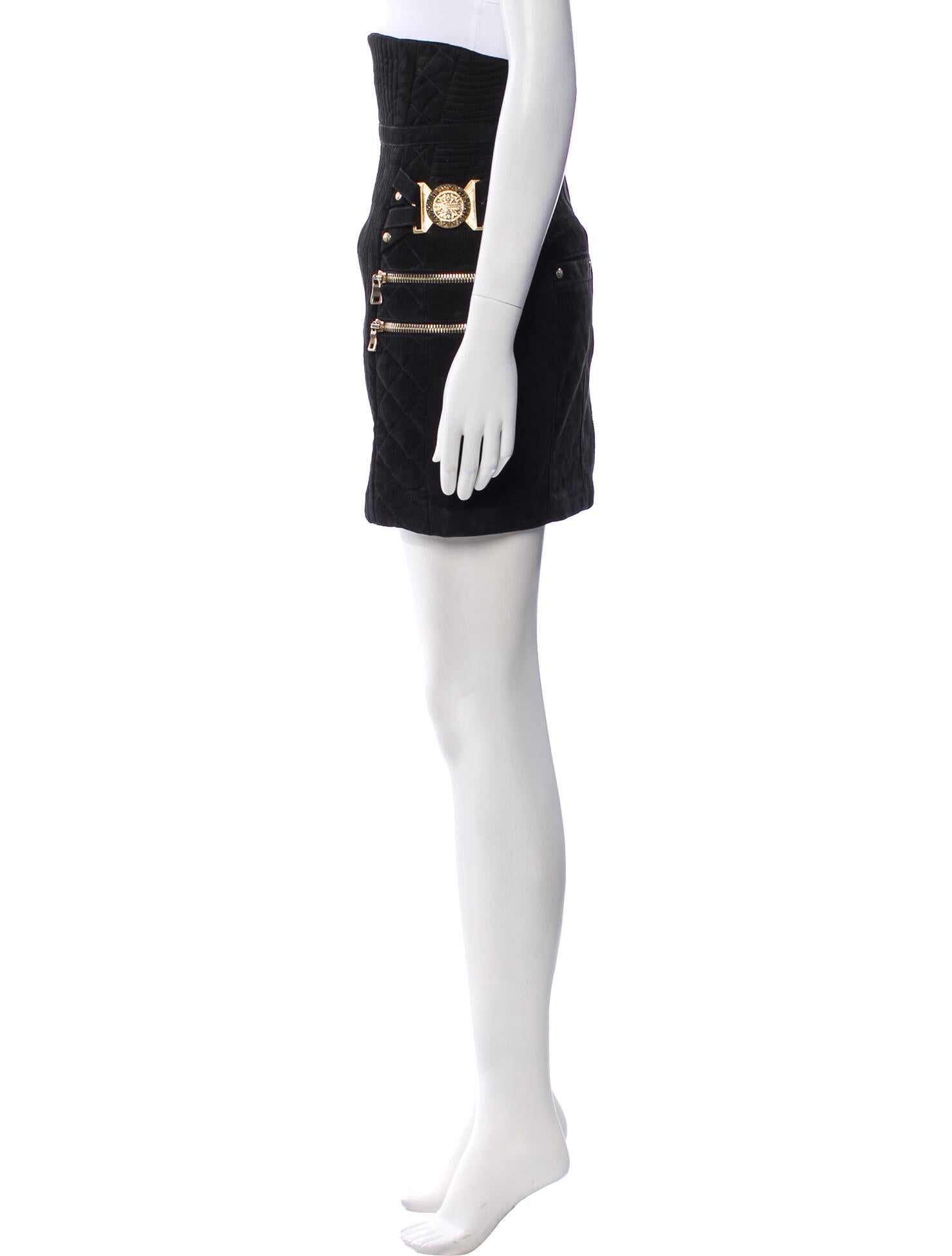 Balmain Suede Knee-Length Skirt w/ Tags