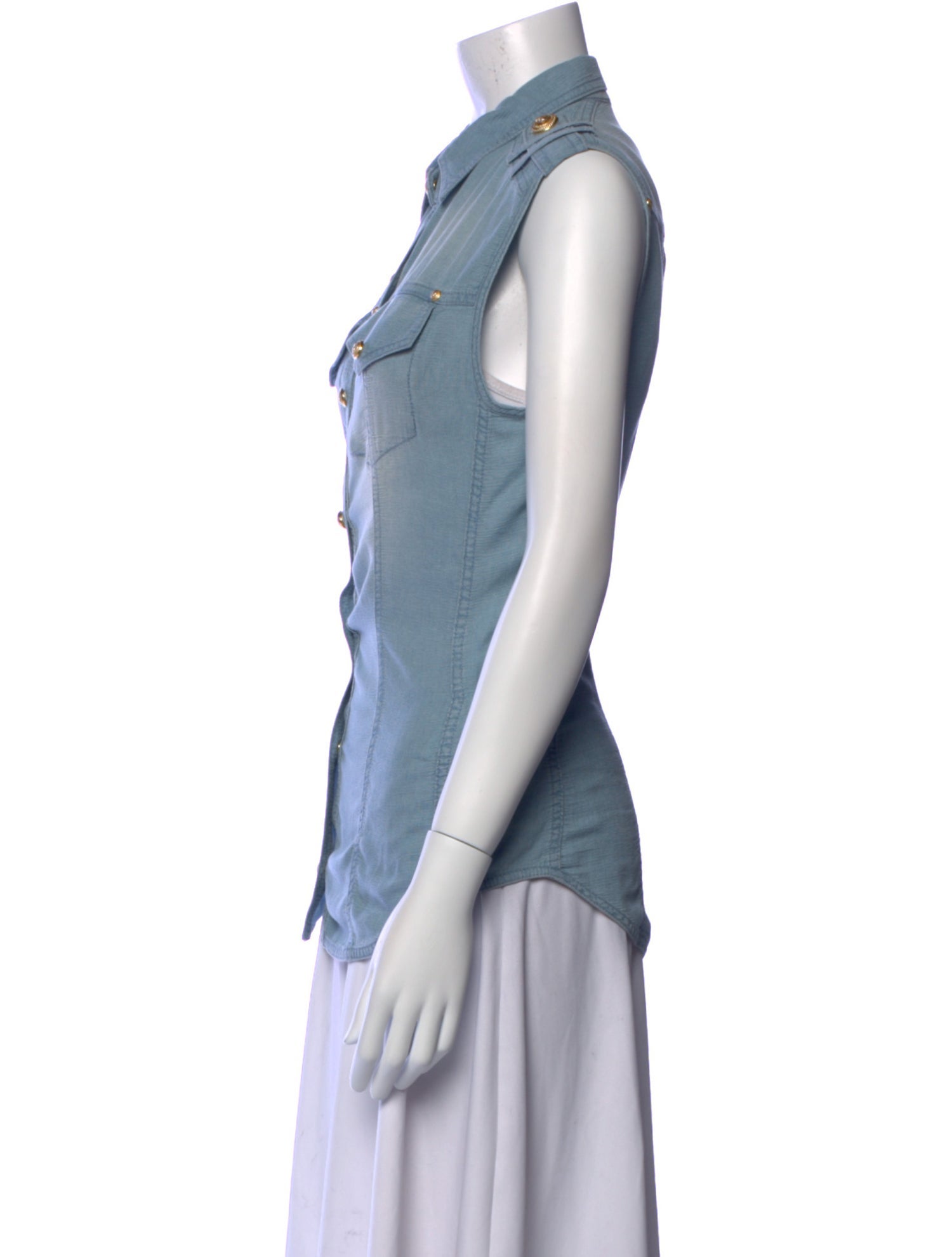 Balmain Sleeveless Button-Up Top