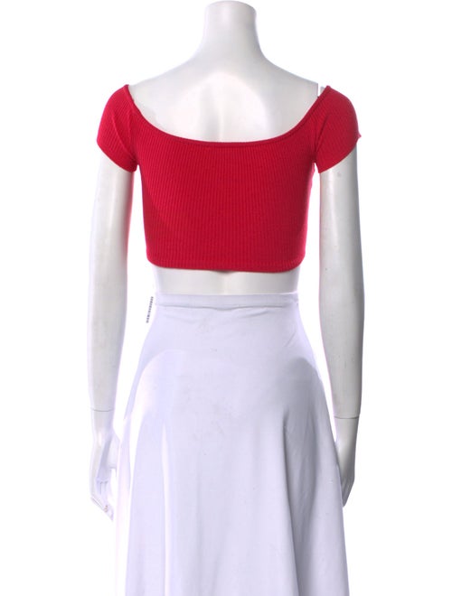 Balmain Bateau Neckline Short Sleeve Crop Top