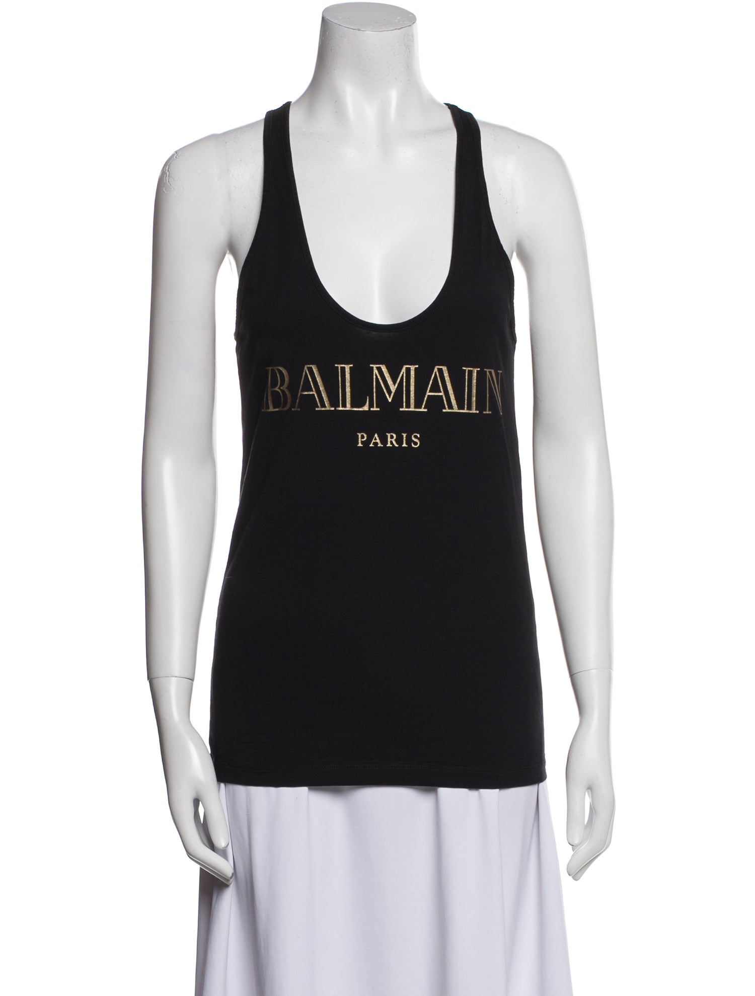 Balmain Graphic Print Scoop Neck Top