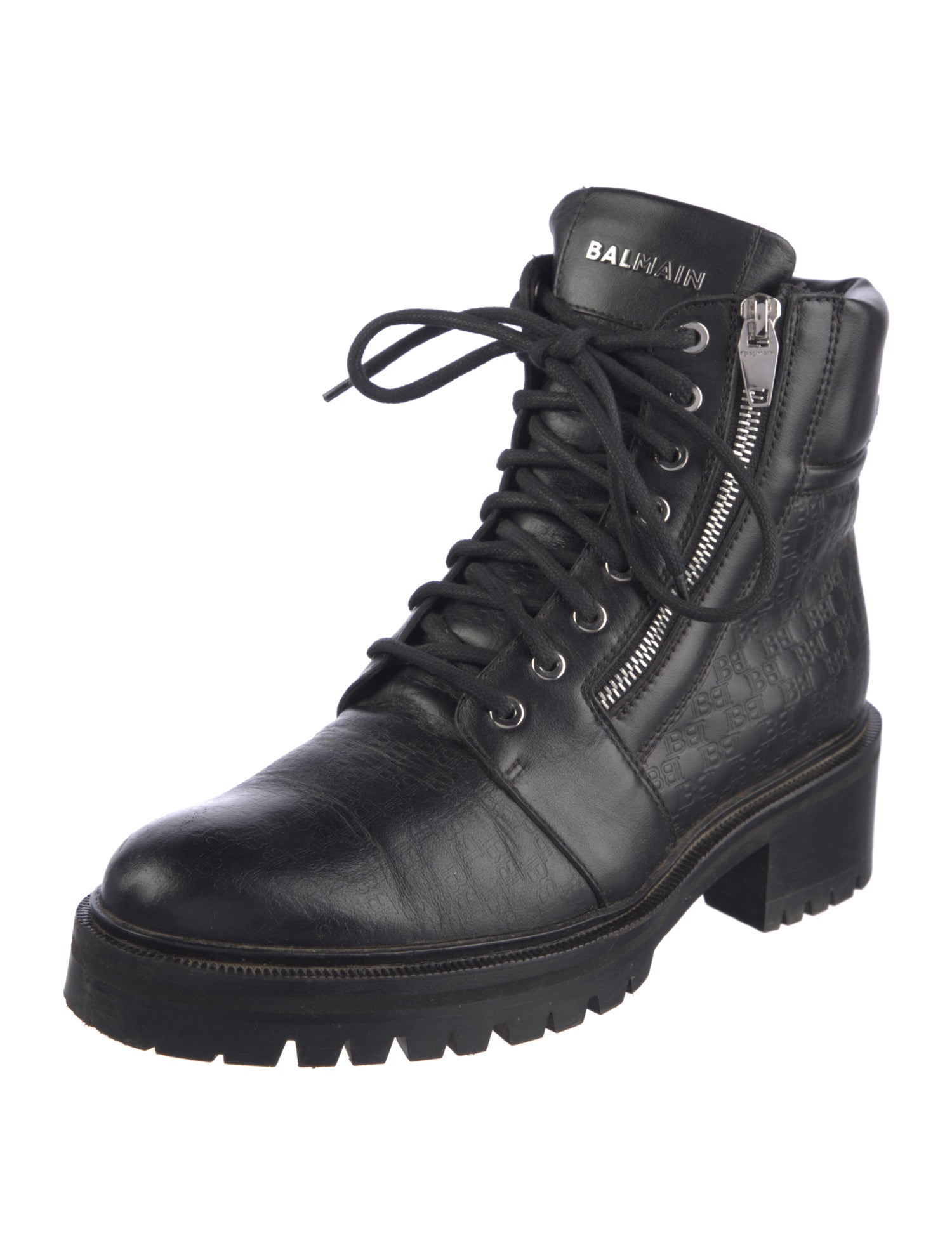 Balmain Leather Combat Boots