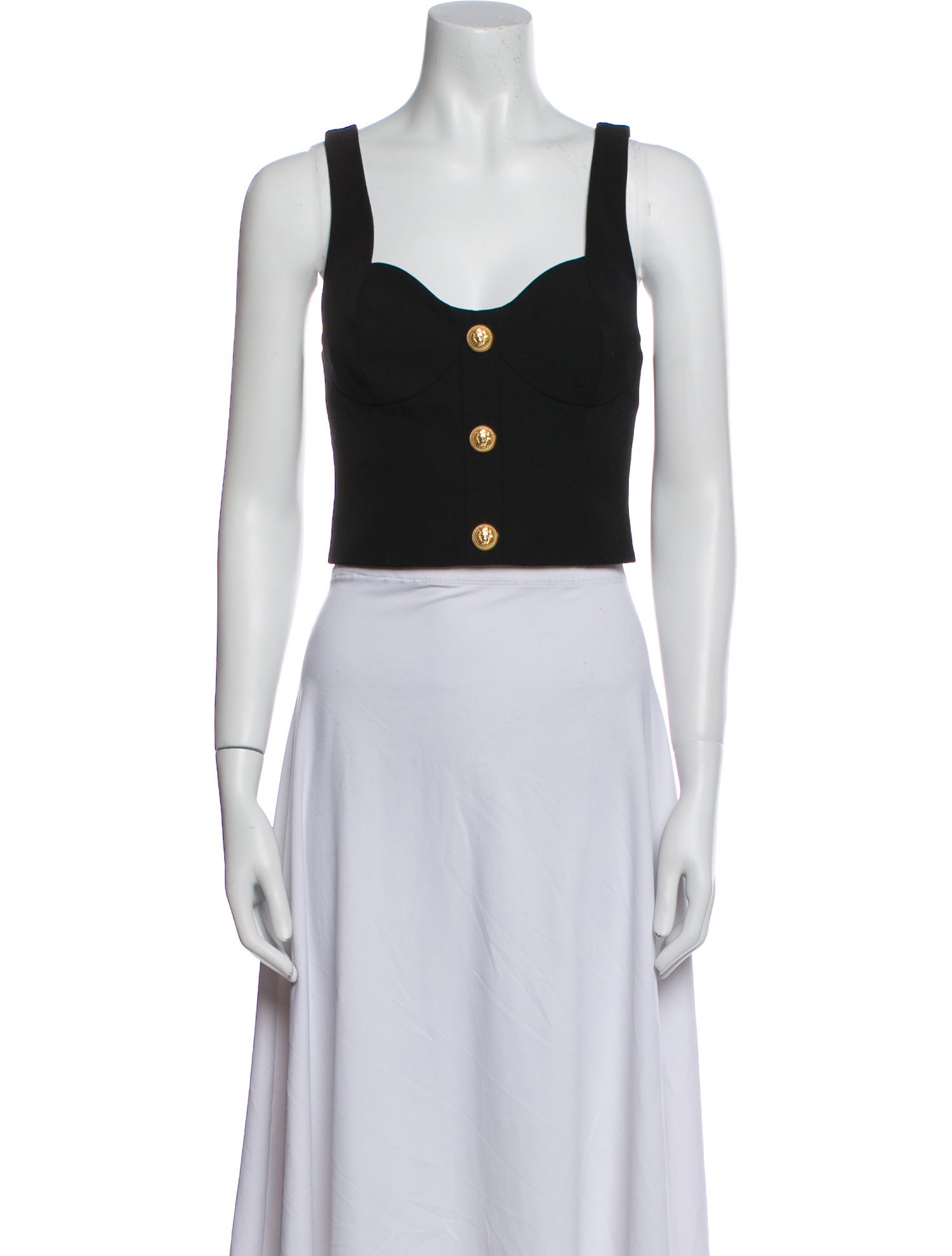 Balmain Wool Square Neckline Crop Top
