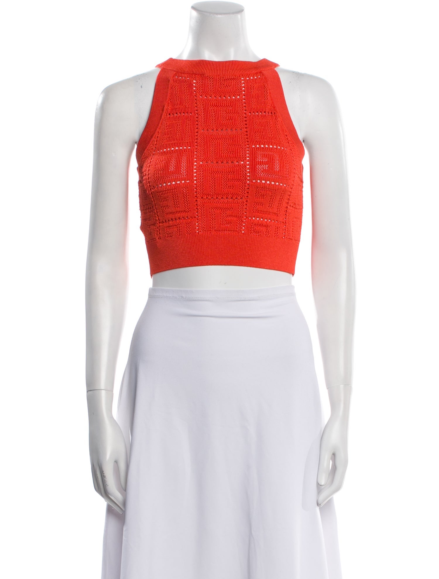 Balmain Crew Neck Sleeveless Crop Top