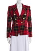 Balmain Wool Plaid Print Blazer