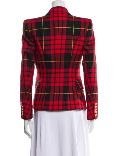 Balmain Wool Plaid Print Blazer